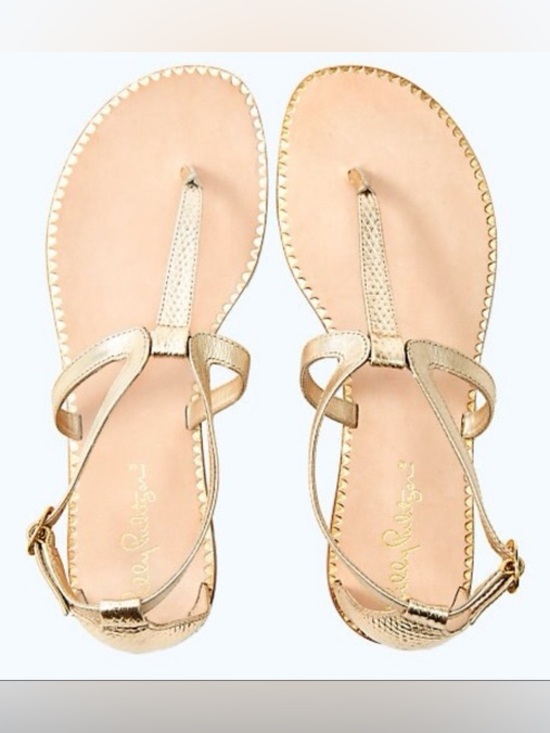 Lilly Pulitzer Shoes - Women’s LILLY PULITZER Gold metallic T-strap sandals- Size 7.5